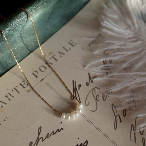 鈦鋼排列小珍珠項鍊