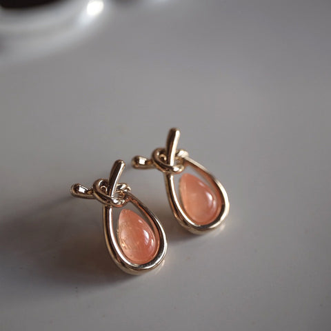 溫水滴扭結耳環【蜜橙色】