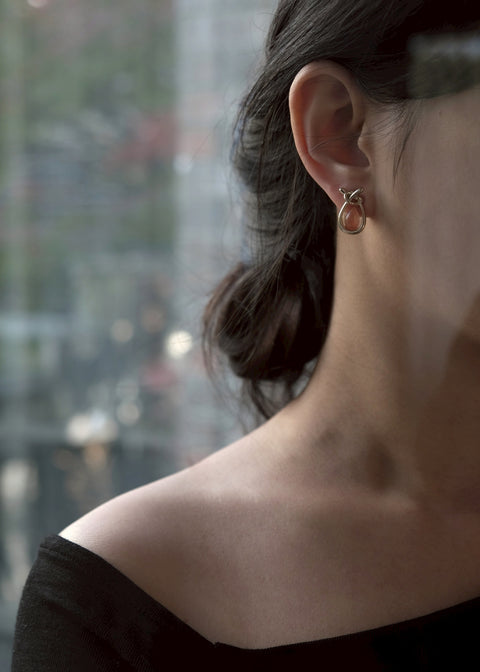 溫水滴扭結耳環【蜜橙色】