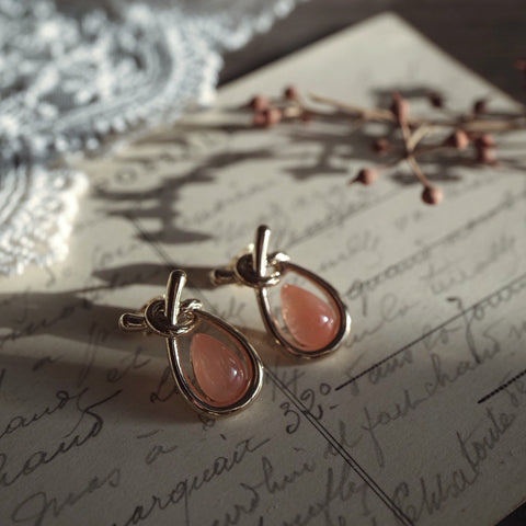 溫水滴扭結耳環【蜜橙色】