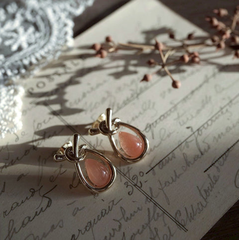 溫水滴扭結耳環【蜜橙色】