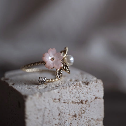 粉紅櫻花珍珠戒