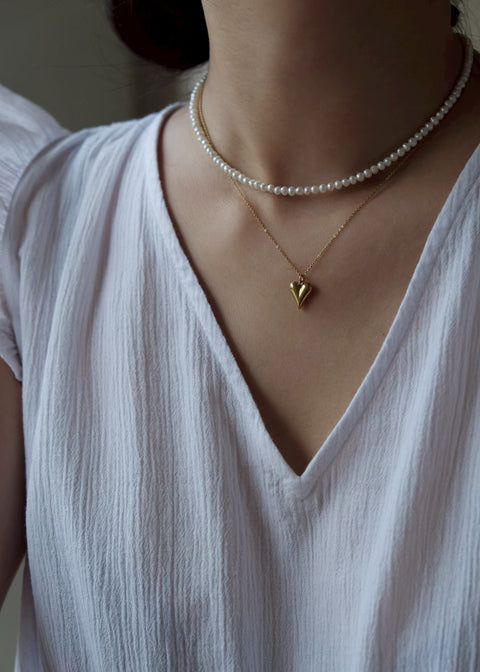 鈦鋼金色小桃心