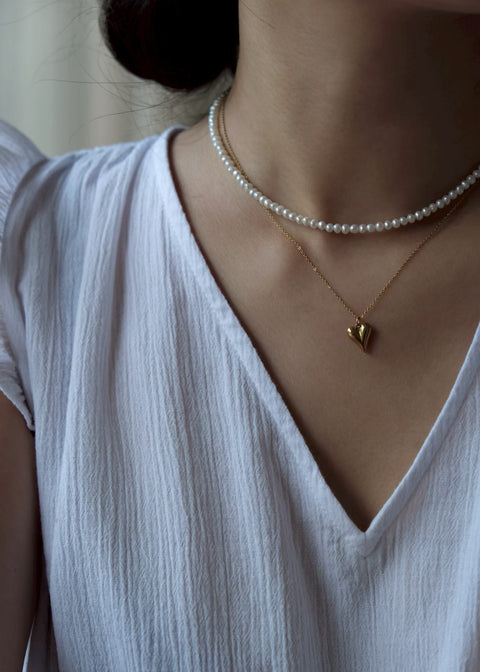 鈦鋼金色小桃心