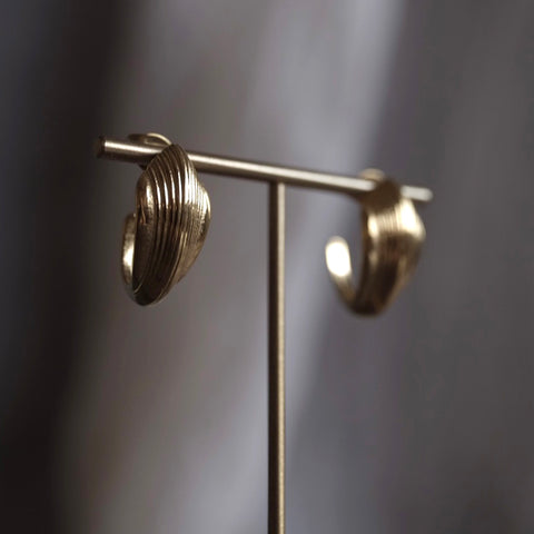 鈦鋼俐落貝殼耳環