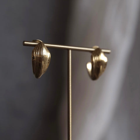 鈦鋼俐落貝殼耳環