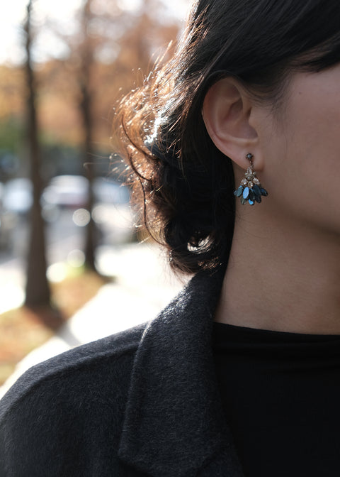 韓國手工奧地利珠耳環【絢彩藍】