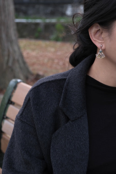 韓國手工奧地利珠耳環【香檳淺金】