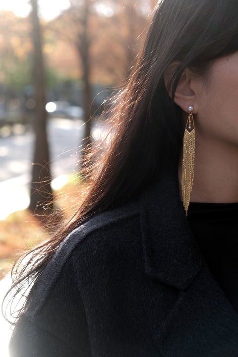 風華珍珠長流蘇耳環