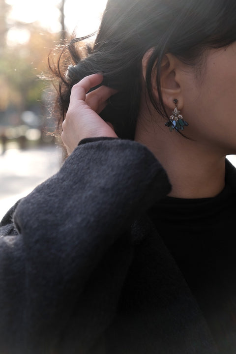 韓國手工奧地利珠耳環【絢彩藍】