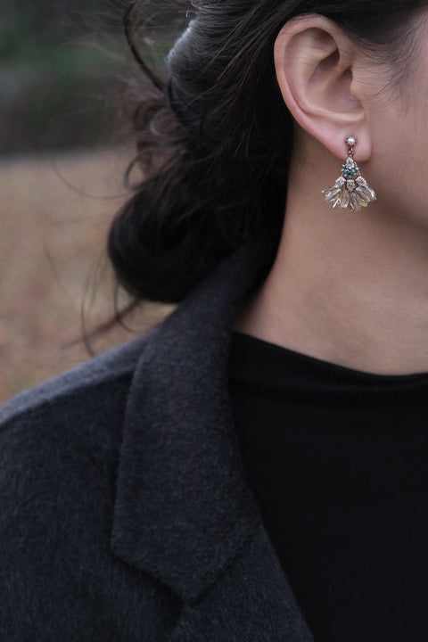 韓國手工奧地利珠耳環【香檳淺金】