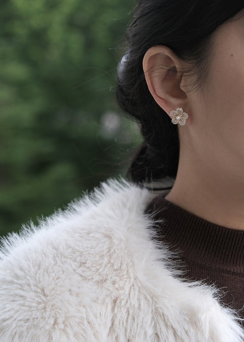 淺粉清透小櫻花耳環