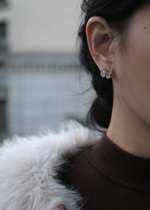 淺粉清透小櫻花耳環