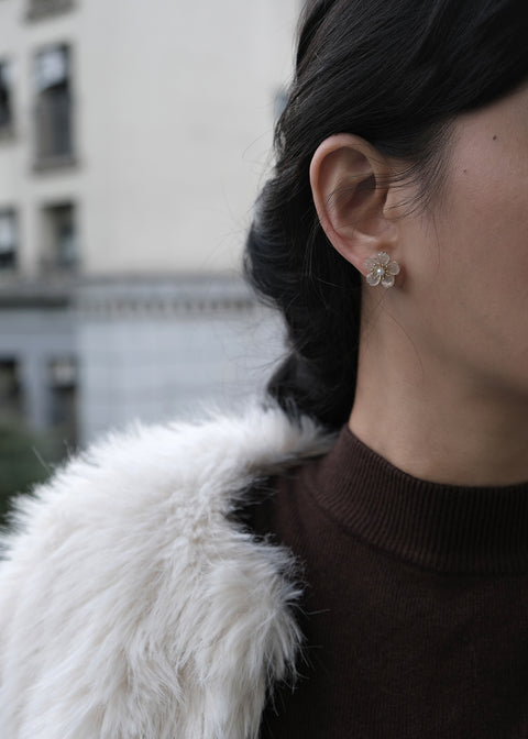 淺粉清透小櫻花耳環