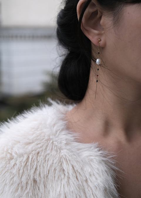 彩色流光珍珠耳環