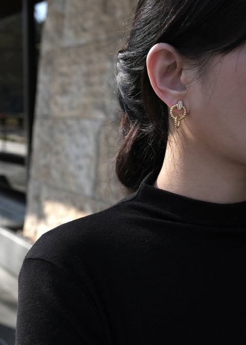 小鑽麻花雙圈耳環