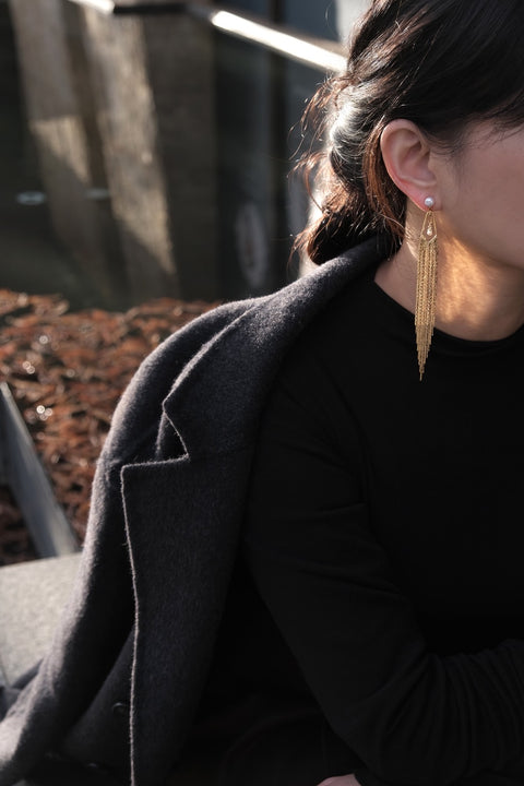 風華珍珠長流蘇耳環