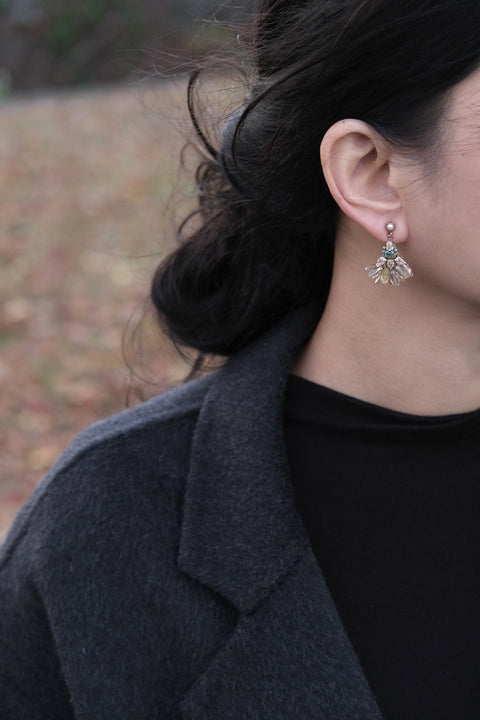 韓國手工奧地利珠耳環【香檳淺金】