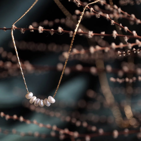 鈦鋼排列小珍珠項鍊