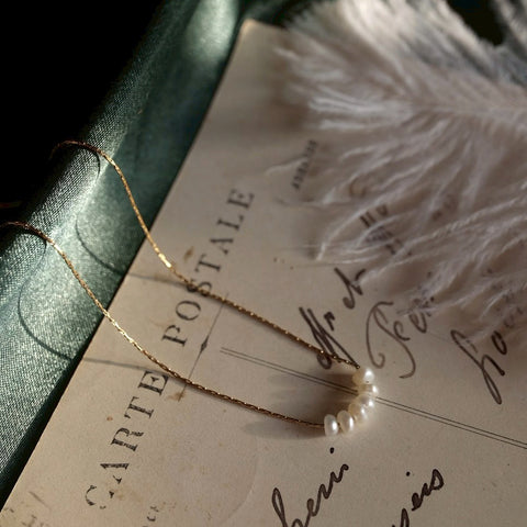 鈦鋼排列小珍珠項鍊