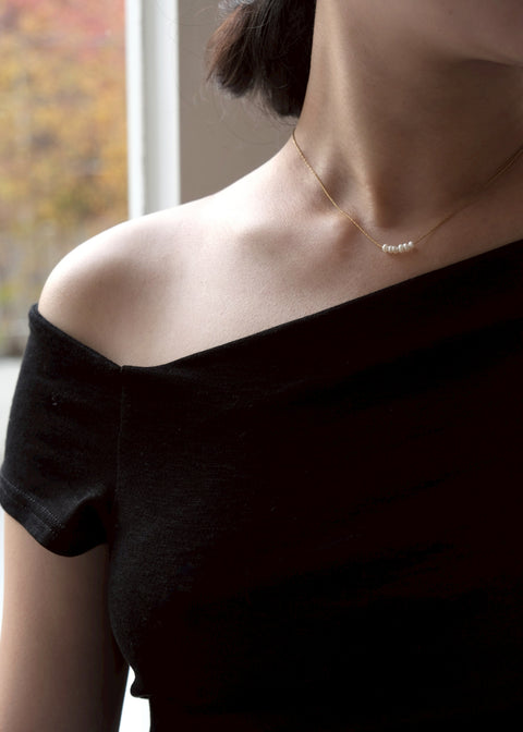 鈦鋼排列小珍珠項鍊