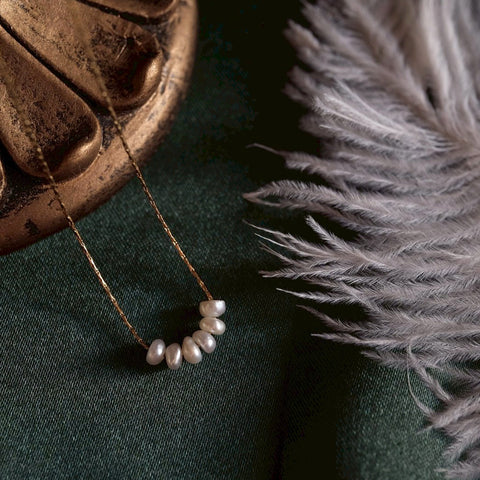 鈦鋼排列小珍珠項鍊