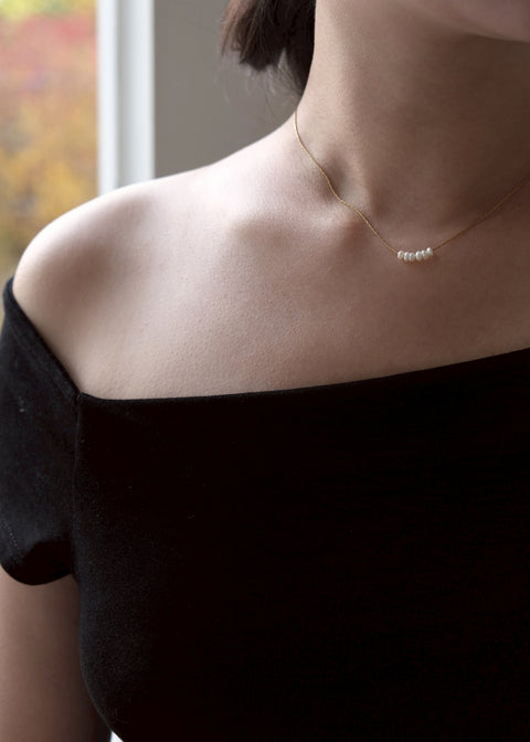 鈦鋼排列小珍珠項鍊