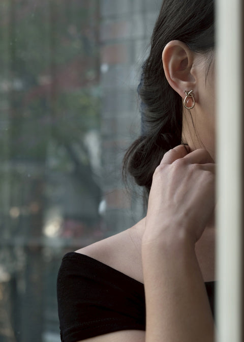 溫水滴扭結耳環【蜜橙色】