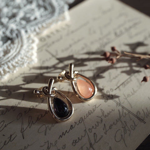 溫水滴扭結耳環【蜜橙色】