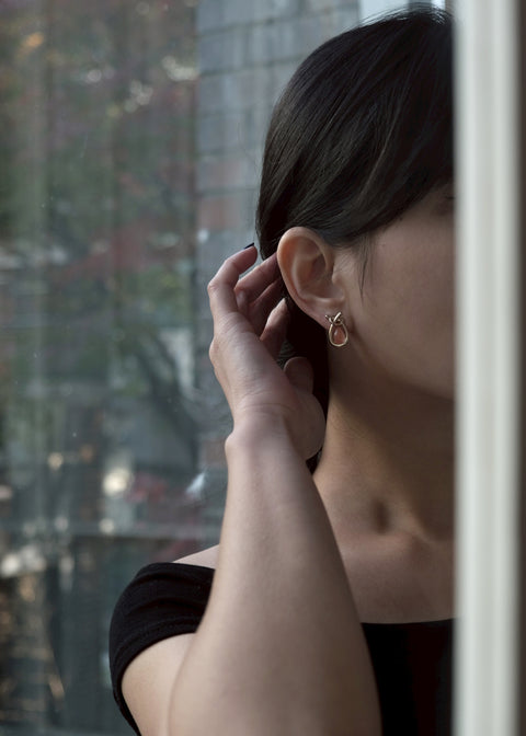 溫水滴扭結耳環【蜜橙色】