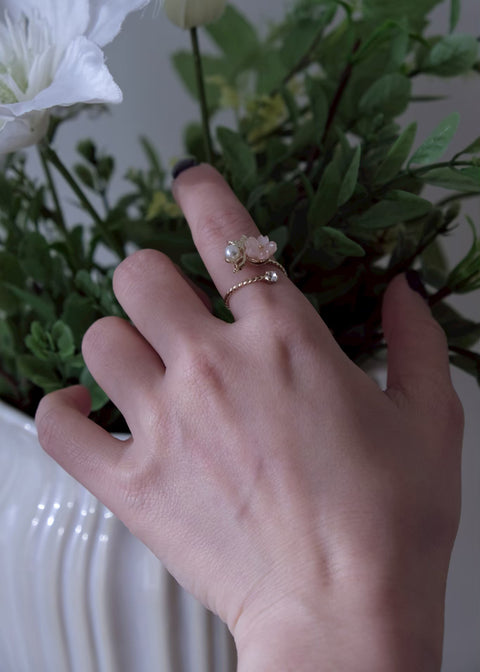 粉紅櫻花珍珠戒