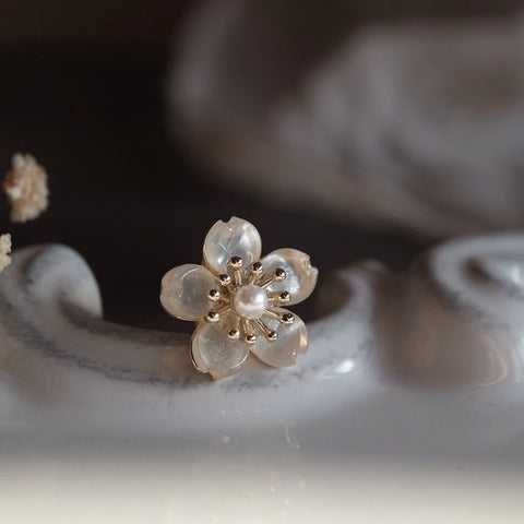 淺粉清透小櫻花耳環