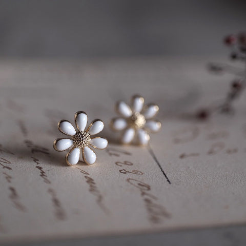 琺瑯清新小雛菊耳環