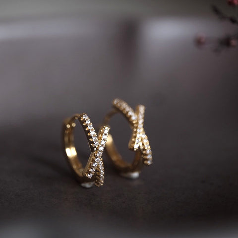 糖霜X型俐落耳環