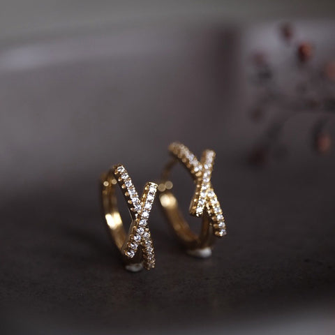 糖霜X型俐落耳環