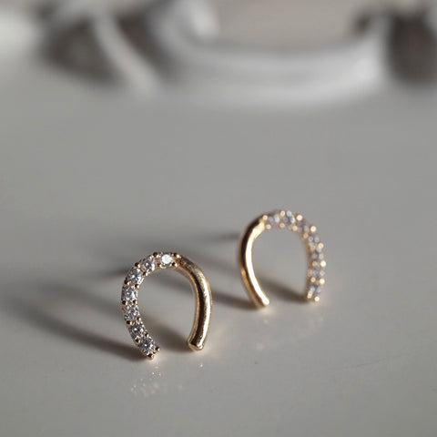 金色幸運馬蹄鐵小耳環