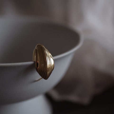 鈦鋼俐落貝殼耳環