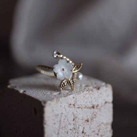 白色櫻花珍珠戒