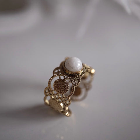 安地斯白玉蕾絲戒