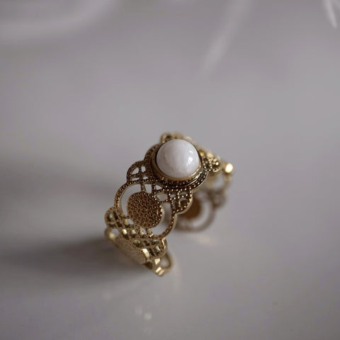 安地斯白玉蕾絲戒