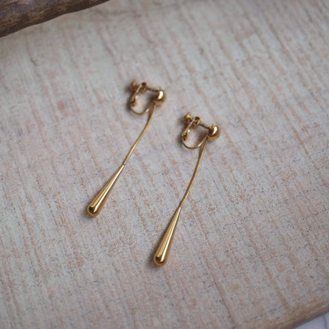 鈦鋼長水滴垂墜耳夾