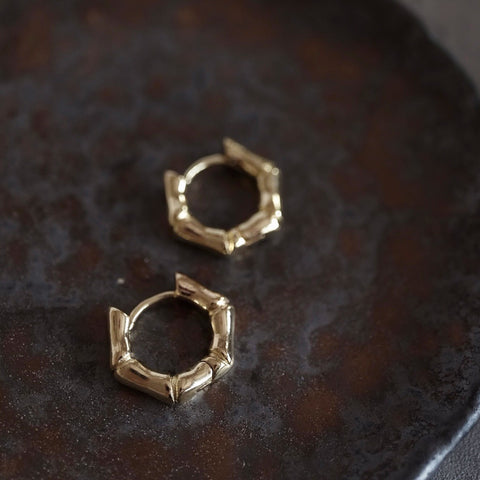 金色竹節耳環