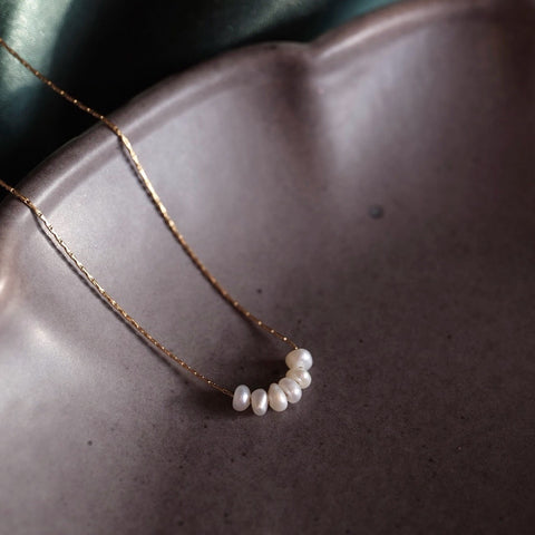 鈦鋼排列小珍珠項鍊