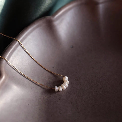 鈦鋼排列小珍珠項鍊