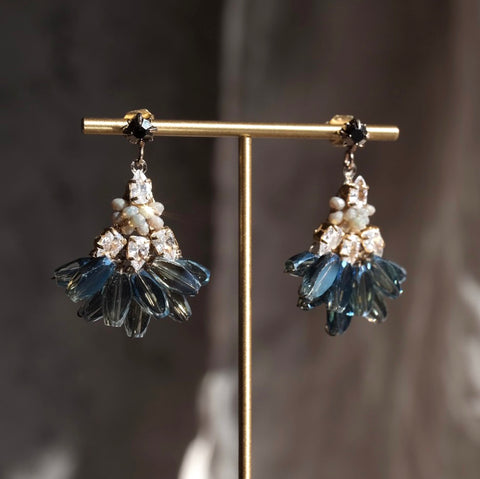 韓國手工奧地利珠耳環【絢彩藍】