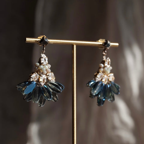 韓國手工奧地利珠耳環【絢彩藍】