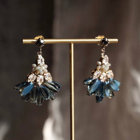 韓國手工奧地利珠耳環【絢彩藍】