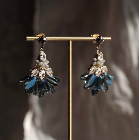 韓國手工奧地利珠耳環【絢彩藍】