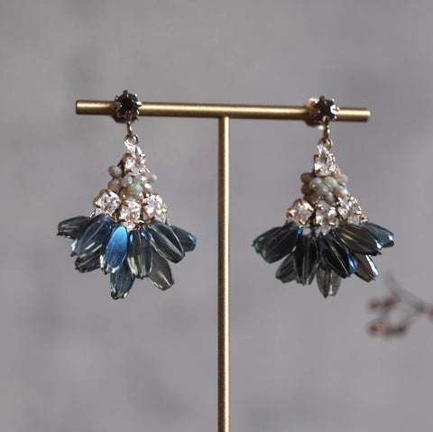 韓國手工奧地利珠耳環【絢彩藍】