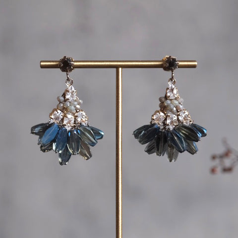 韓國手工奧地利珠耳環【絢彩藍】